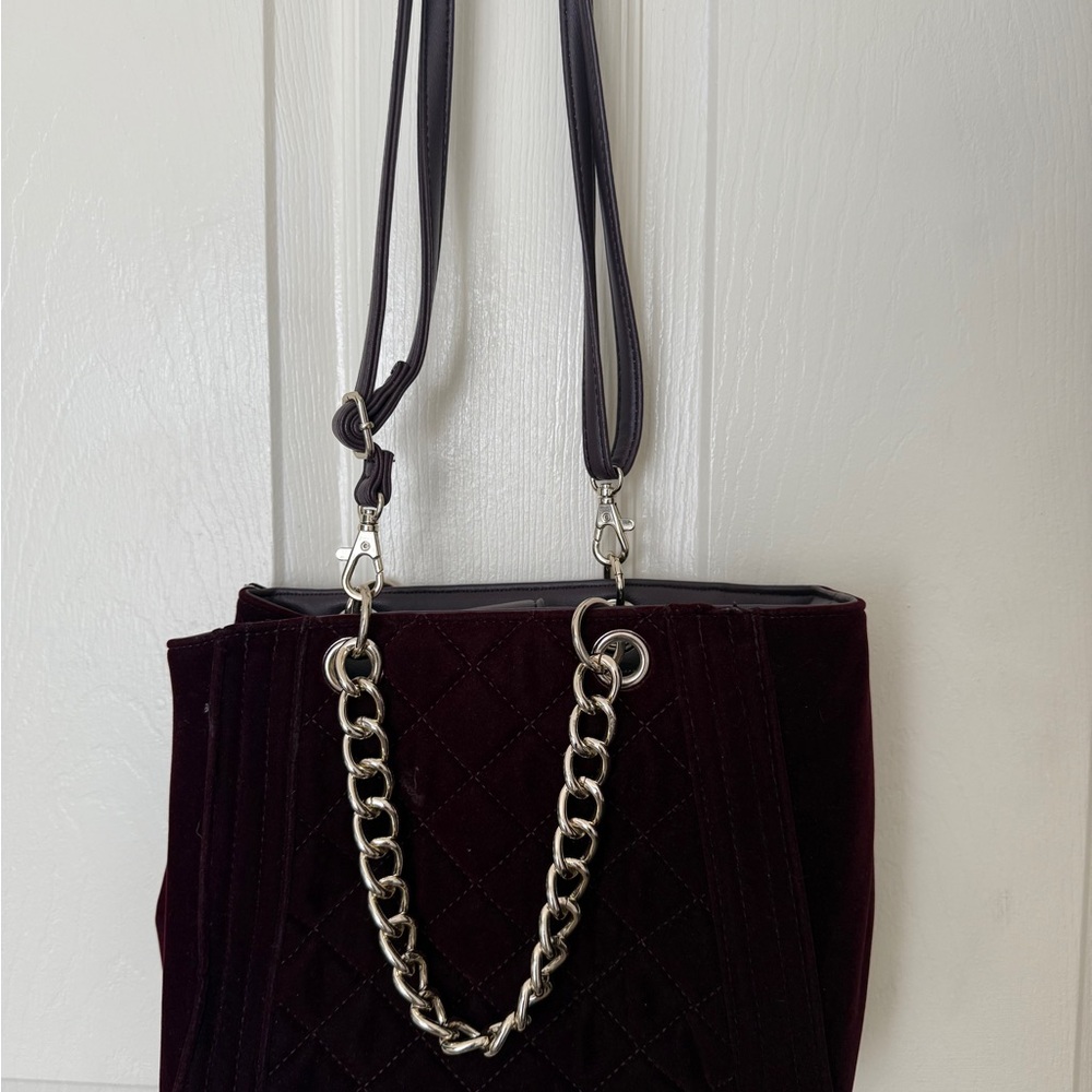 Elegant purple/plum Quilted Chain Shoulder Bag - Picture 3 of 5